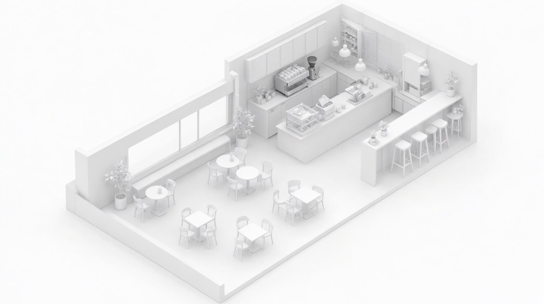 Coffee shop network layout with POS, guest Wi-Fi, and ceiling access points